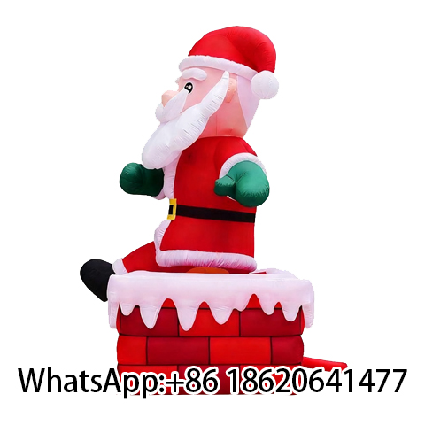 Large Custom Oxford Santa Claus Chimney Inflatable Decoration for Christmas Events