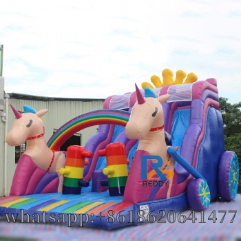 Commercial Inflatable Double Slide Inflatable Bounce Castle With Dry Slide For Kids