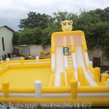 yellow inflatable obstacle course