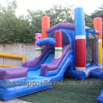 inflatable castle with slide and pool