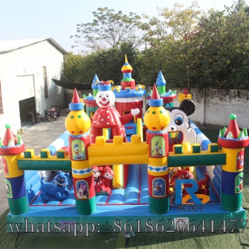 commercial cartoon inflatable slide park castle