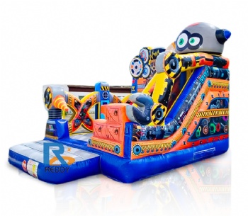 kids inflatable robot jumping castle with slide