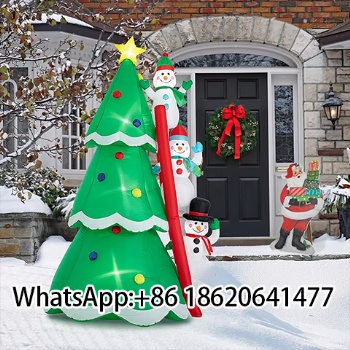 Christmas Inflatable Snowman Climbing Tree with  Air Blower For Outdoor