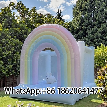 Hot Sale PVC Rainbow Inflatable Bounce House Elegant Jumping Castle for Wedding Events