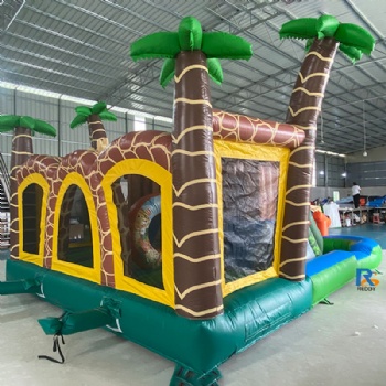 Tropical Dual-Slide Inflatable Pool inflatable slide bounce house