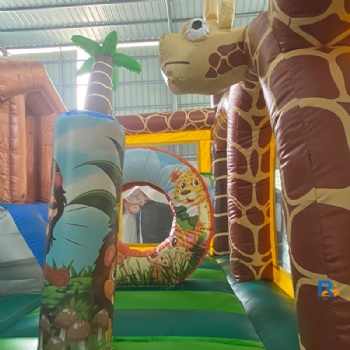 Tropical Dual-Slide Inflatable Pool inflatable slide bounce house
