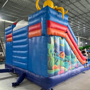 ocean-themed inflatable slide    bouncy castle water slide