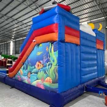 ocean-themed inflatable slide    bouncy castle water slide