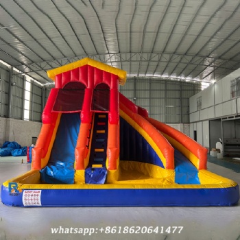 Dual-Lane Inflatable Water Slide      inflatable swimming pool with slide