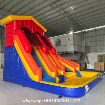 Dual-Lane Inflatable Water Slide      inflatable swimming pool with slide