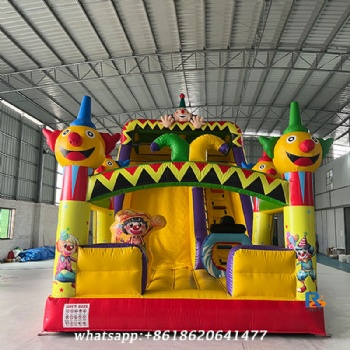 clown-themed inflatable slide     bounce house with slide     dry slide