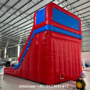 red-and-blue inflatable slide     inflatable swimming pool with slide