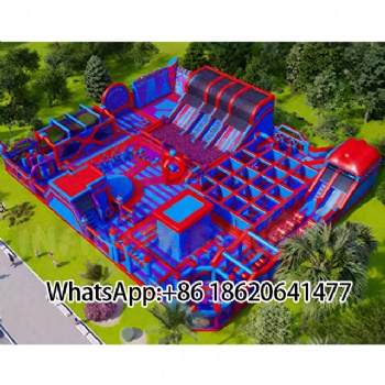 Inflatable Red - Blue Wonder Land: Slide Escapes, Obstacle Challenges & Bounce Galaxies Await!