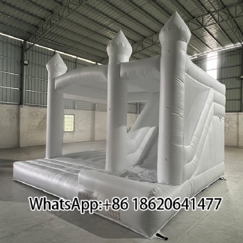 Elegant White Inflatable Bounce House with Slide – Perfect for Weddings & Luxury Events