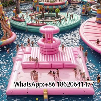 Giant Pink Inflatable Floating Island: The Ultimate Water Party Playground