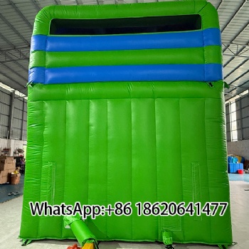 Giant Green & Blue Inflatable Water Slide with Pool for Endless Fun
