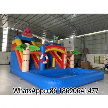 Colorful Inflatable Bounce House with Fruit & Water Elements