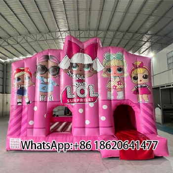 Pink Inflatable Bounce Bed: Safe Jumping Fun for Children”